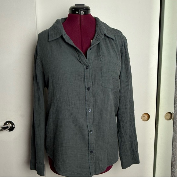 Dark Gray Button-Up Shirt - Picture 1 of 8